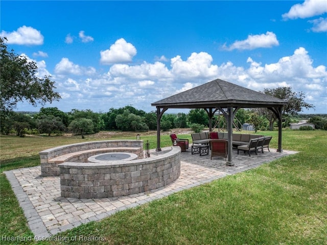509 Bear Rd, Lake Placid, FL 33852 - view of patio / terrace with a gazebo and an outdoor living space with a fire pit
