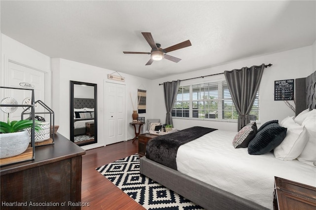 509 Bear Rd, Lake Placid, FL 33852 - bedroom featuring dark wood-style flooring and a ceiling fan