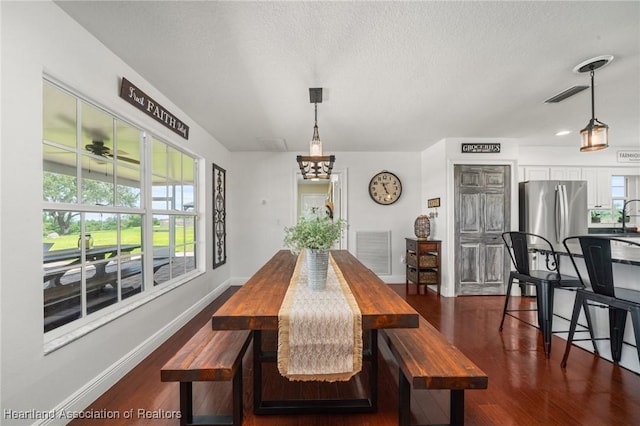509 Bear Rd, Lake Placid, FL 33852 - dining room with dark wood finished floors, baseboards, plenty of natural light, and a textured ceiling