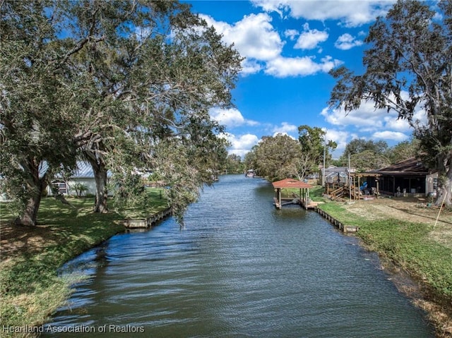 property view of water featuring a dock