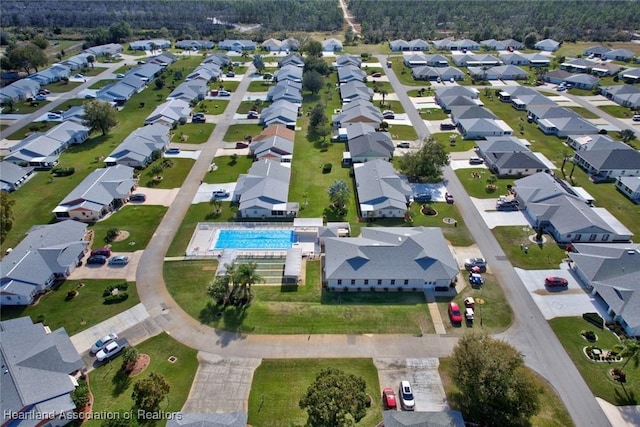 drone / aerial view with a residential view