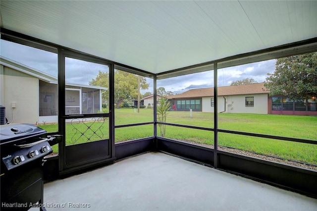 view of unfurnished sunroom