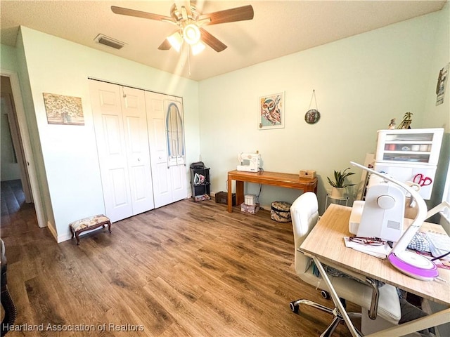 3216 Locust Ave, Lake Placid, FL 33852 - home office featuring a ceiling fan and wood finished floors