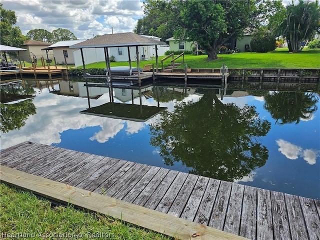 view of dock featuring a water view