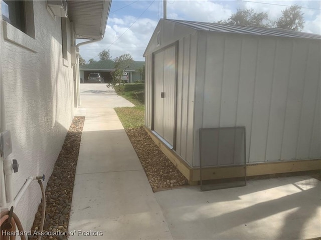 exterior space with metal roof