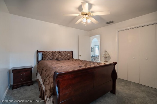 671 Lake Tina Dr, Lake Placid, FL 33852 - bedroom featuring carpet floors, a closet, a ceiling fan, and baseboards