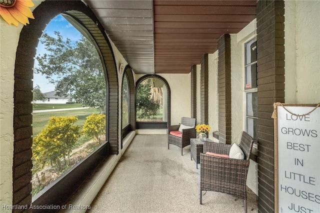 interior space featuring a porch