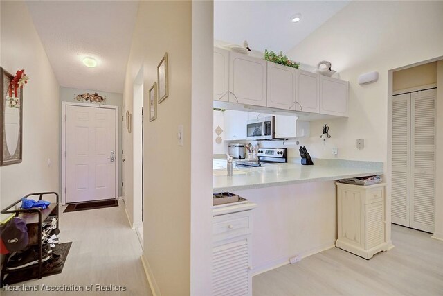 508 Chelsee Way, Lake Placid, FL 33852 - kitchen with light wood finished floors, white cabinets, stainless steel appliances, and light countertops