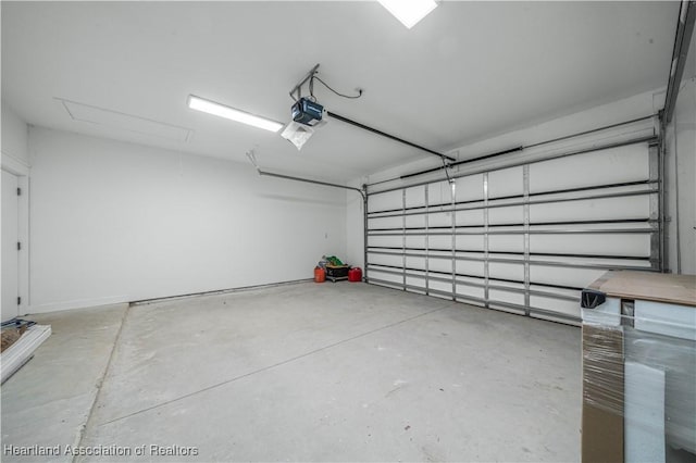 garage with a garage door opener