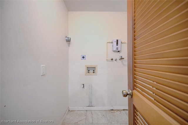 laundry room with electric dryer hookup and washer hookup