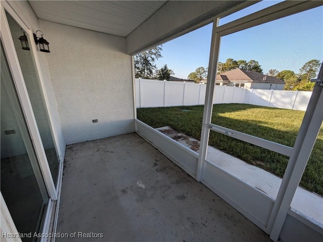 view of unfurnished sunroom