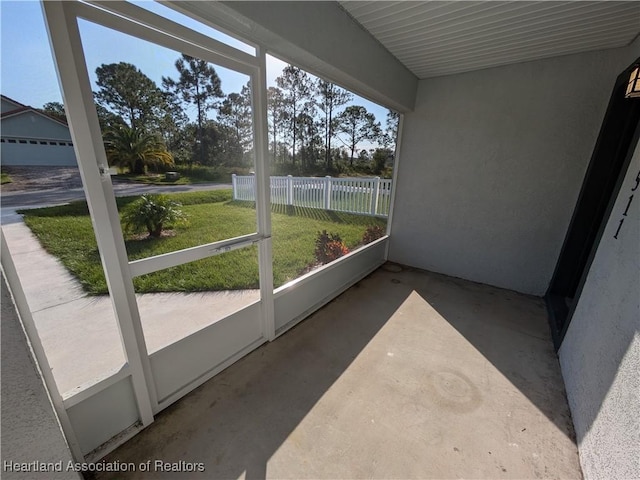 view of unfurnished sunroom