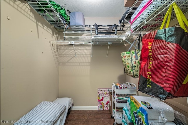 spacious closet featuring hardwood / wood-style flooring