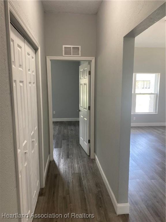 3900 Santiago St, Sebring, FL 33872 - hallway featuring dark wood finished floors and baseboards