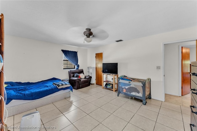 5324 Lafayette Ave, Sebring, FL 33875 - bedroom featuring ceiling fan, light tile patterned flooring, and visible vents