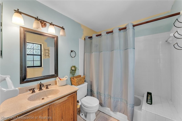 5324 Lafayette Ave, Sebring, FL 33875 - full bath featuring vanity, shower / tub combo, tile patterned flooring, and toilet