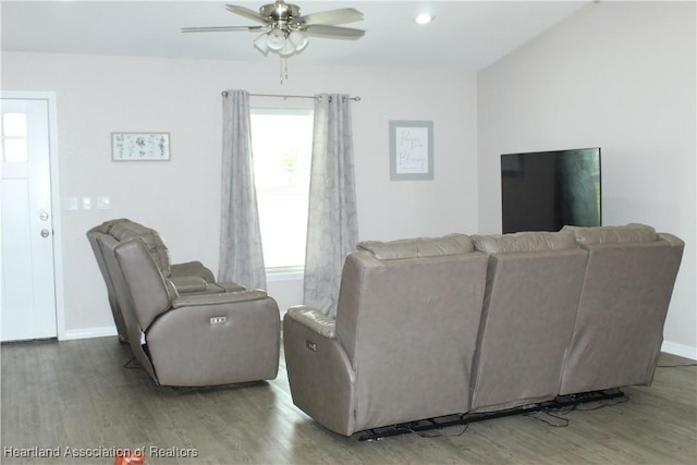 5195 Greenfields Run, Zolfo Springs, FL 33890 - living room with wood finished floors and a ceiling fan