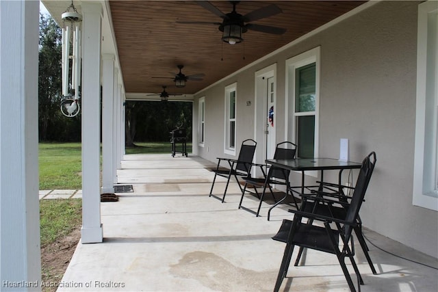 5195 Greenfields Run, Zolfo Springs, FL 33890 - view of patio / terrace with ceiling fan and outdoor dining area