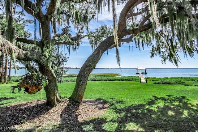 view of yard featuring a water view