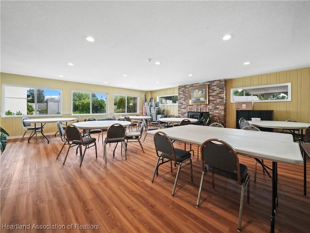 2131 Lakeview Dr Unit 1008, Sebring, FL 33870 - dining space featuring wood finished floors, recessed lighting, and a fireplace