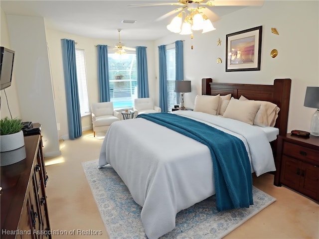 bedroom featuring ceiling fan