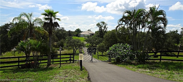 view of street with a rural view