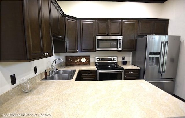2230 Lake Ariana Blvd, Auburndale, FL 33823 - kitchen with appliances with stainless steel finishes, light countertops, and dark brown cabinets
