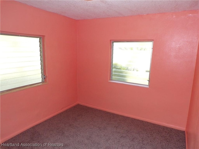 unfurnished room featuring carpet floors and a textured ceiling