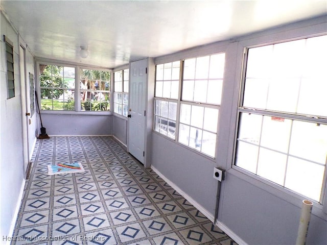 view of unfurnished sunroom