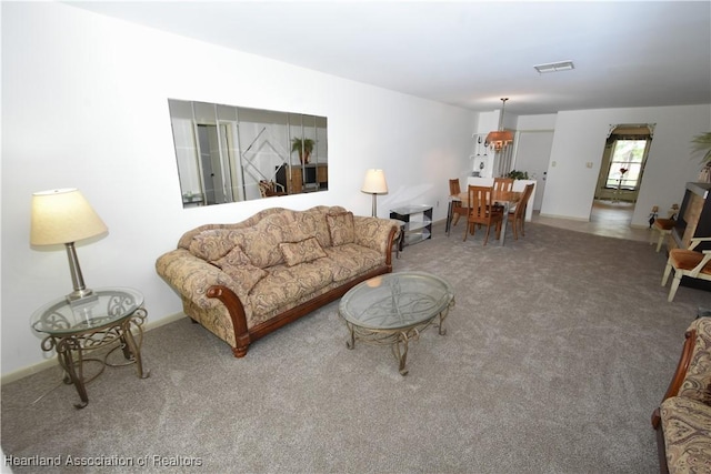 living room with carpet flooring