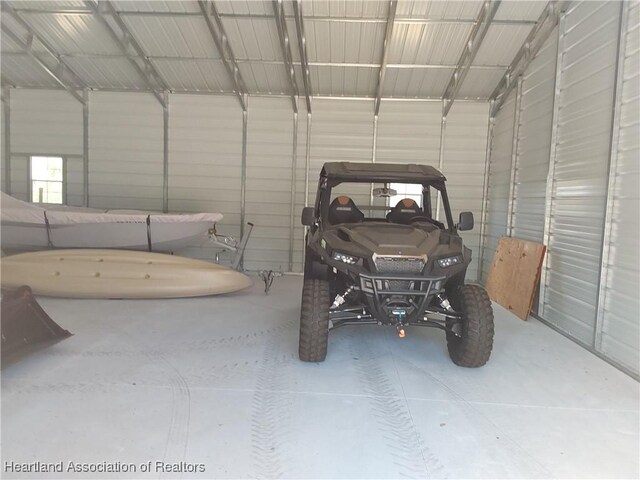 garage featuring metal wall