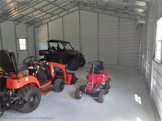garage featuring metal wall