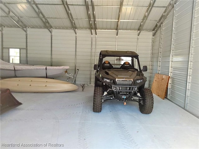 garage featuring metal wall