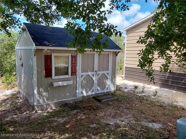 view of shed