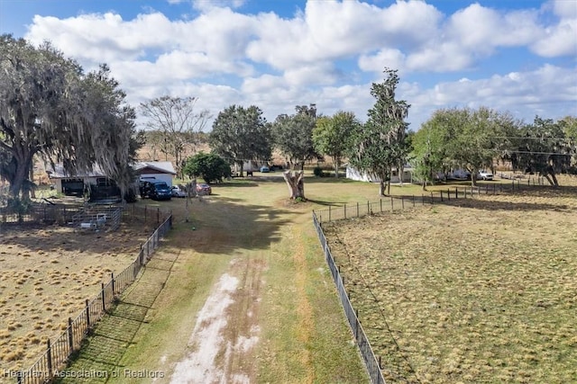 view of street with a rural view