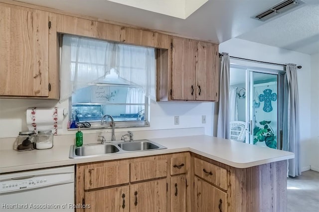 kitchen featuring dishwasher, sink, and kitchen peninsula