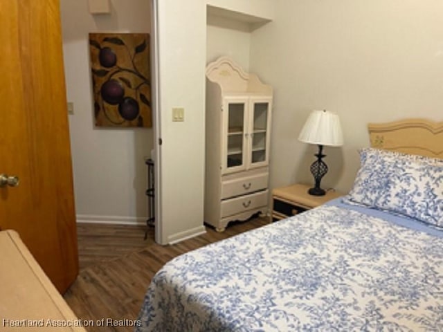 bedroom featuring dark wood-type flooring