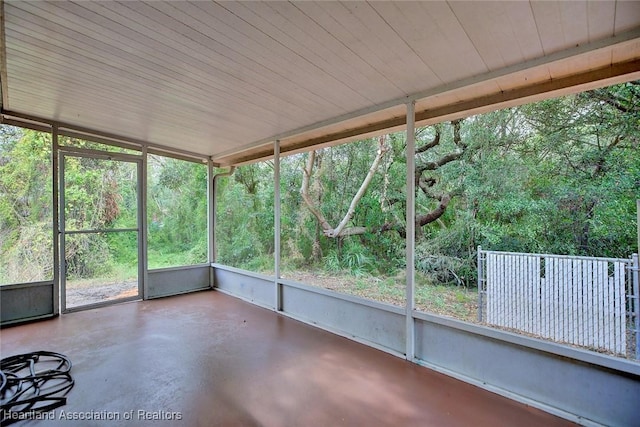 view of unfurnished sunroom