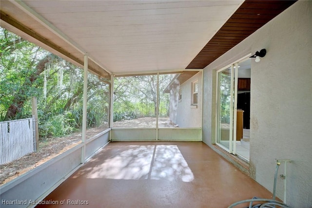 view of unfurnished sunroom