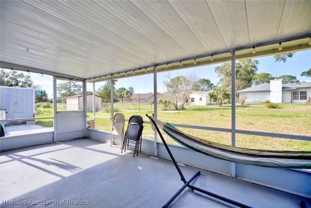 view of unfurnished sunroom