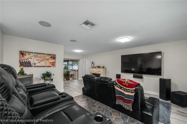 living room with wood-type flooring