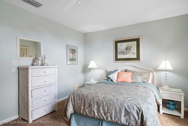 bedroom with carpet and ceiling fan