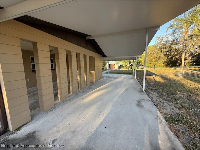 view of patio / terrace with a carport