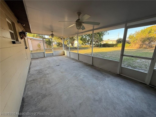 view of unfurnished sunroom