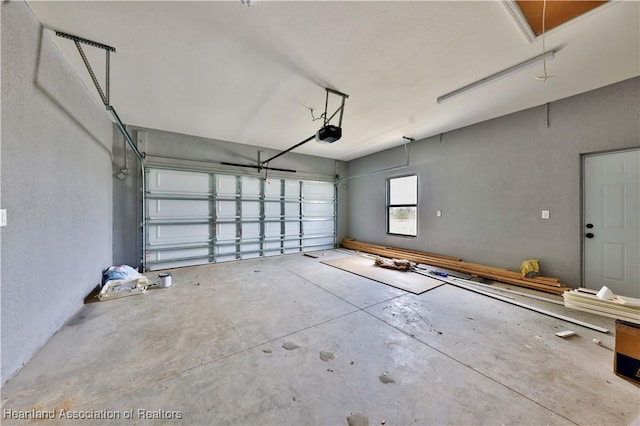 garage with a garage door opener