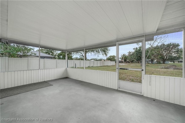 view of unfurnished sunroom