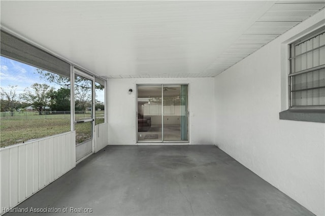 view of unfurnished sunroom