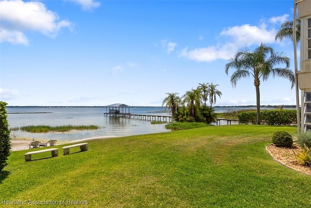 exterior space featuring a water view