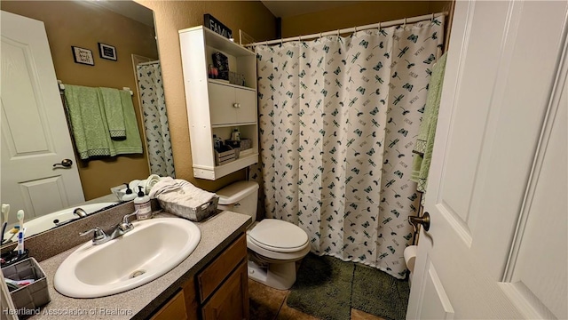 1779 State Road 62nd Rd, Bowling Green, FL 33834 - bathroom with tile patterned flooring, vanity, a shower with curtain, and toilet