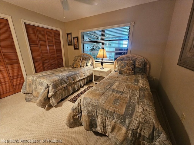 bedroom featuring carpet flooring and ceiling fan